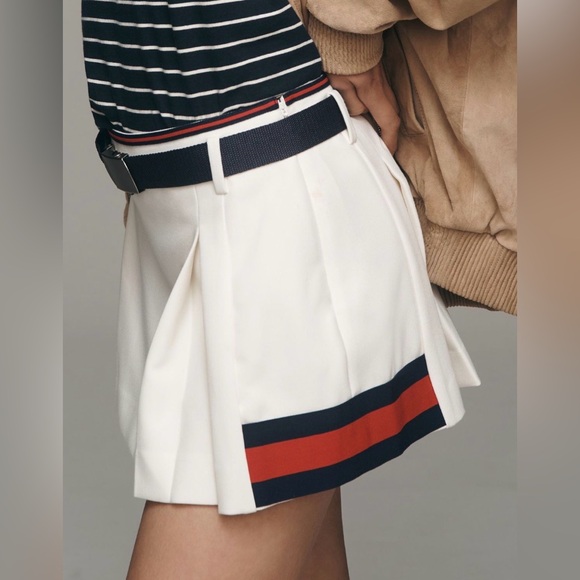 Maeve Dresses & Skirts - Maeve White Skirt with Navy and Red Accents Size Medium LIKE NEW